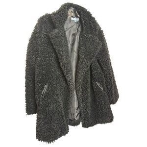 She & Sky Teddy Soft Fluffy Faux Shearling Open Front Lapel Lined Jacket